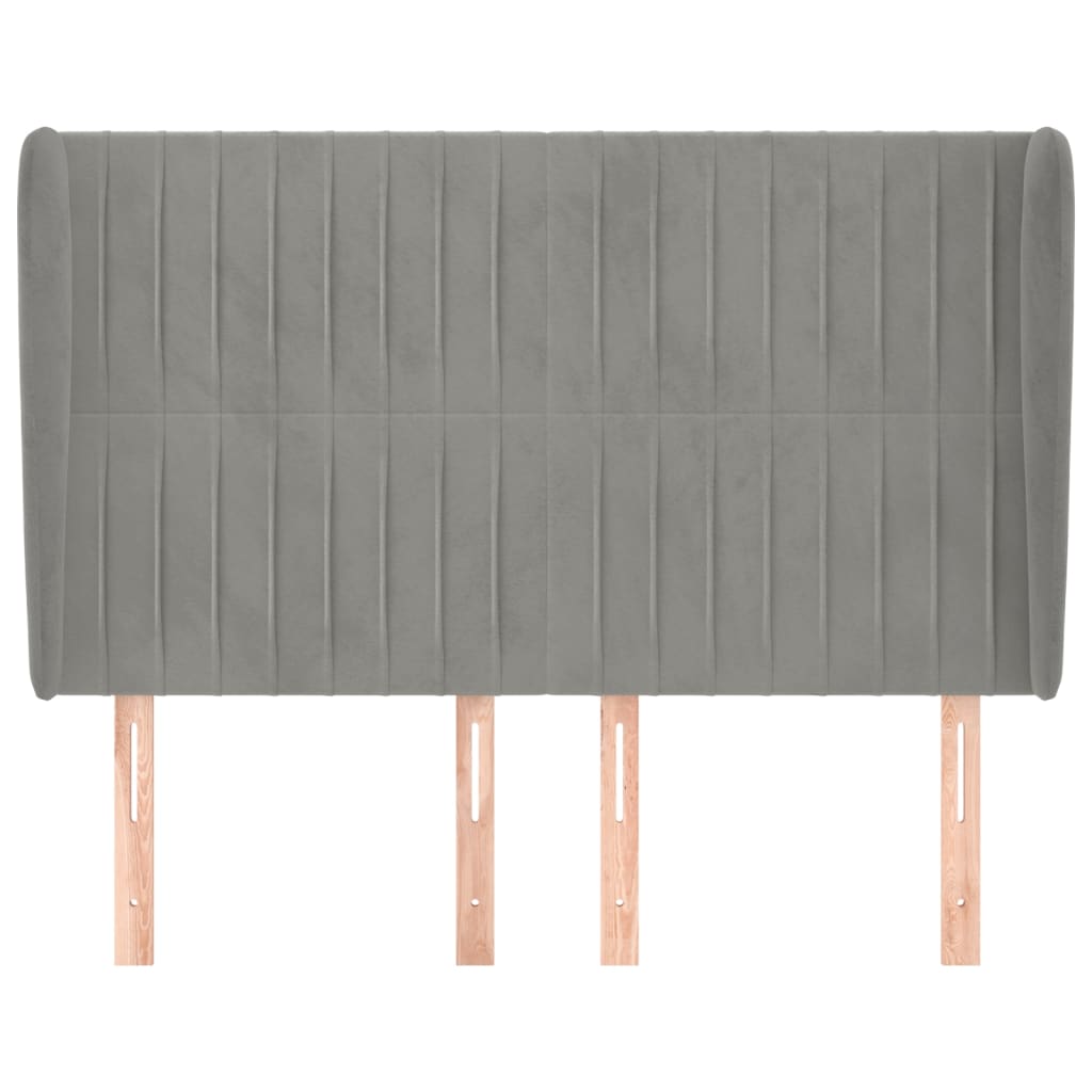 vidaXL Κεφαλάρι με Πτερύγια Ανοιχτό Γκρι 147x23x118/128 εκ. Βελούδινο