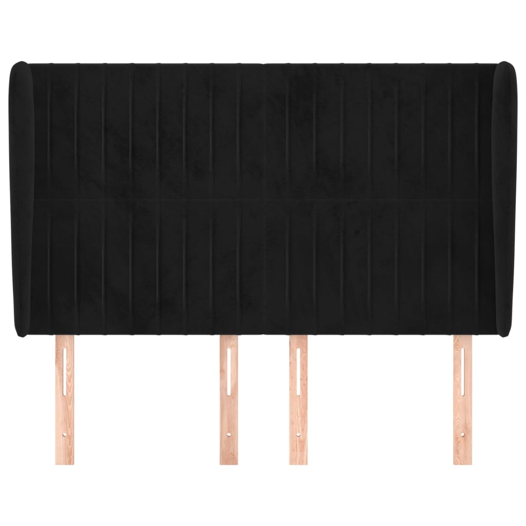 vidaXL Κεφαλάρι με Πτερύγια Μαύρο 147x23x118/128 εκ. Βελούδινο