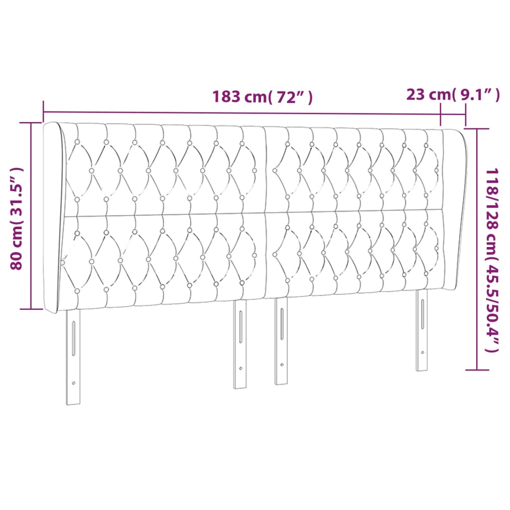 vidaXL Κεφαλάρι με Πτερύγια Taupe 183x23x118/128 εκ. Υφασμάτινο