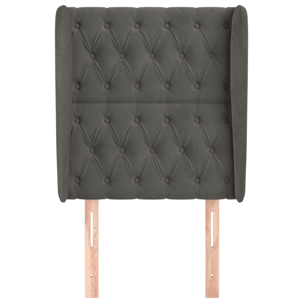 vidaXL Κεφαλάρι με Πτερύγια Σκούρο Γκρι 83x23x118/128 εκ. Βελούδινο