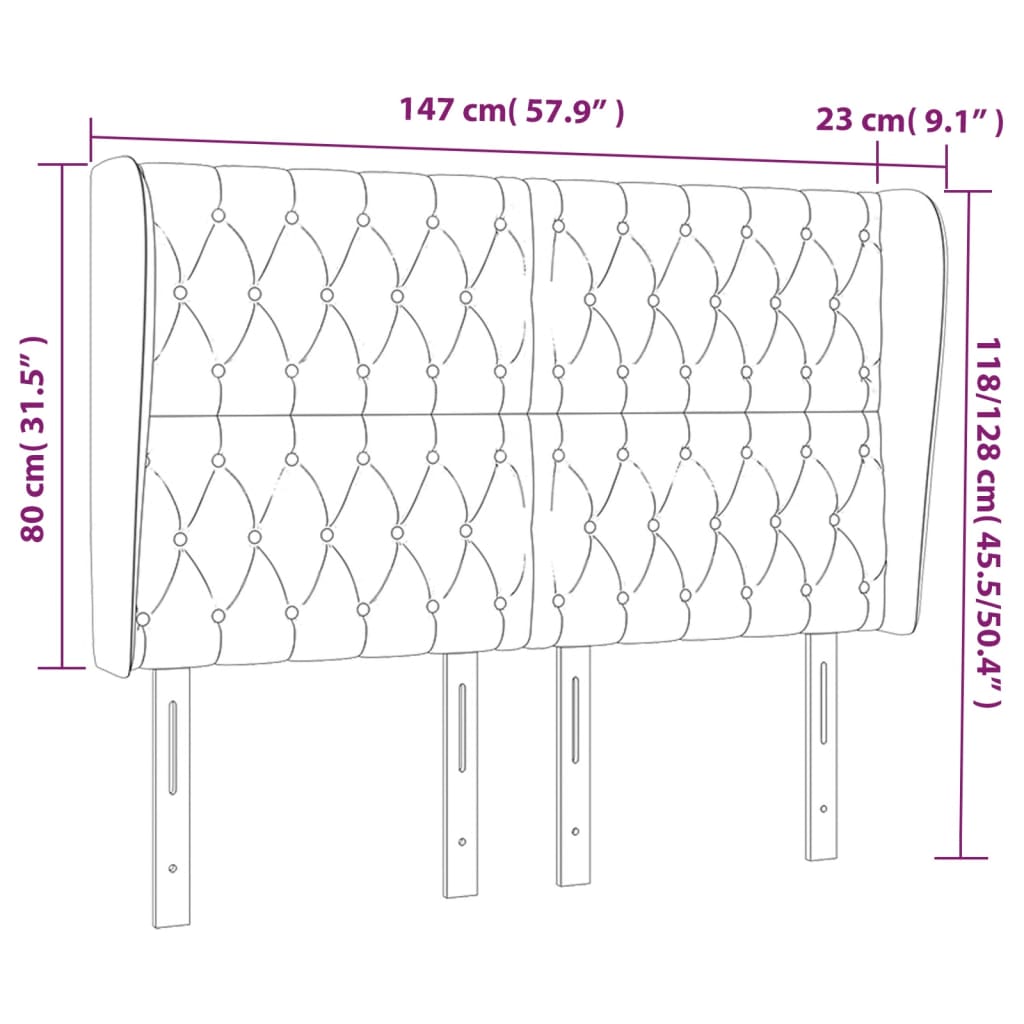 vidaXL Κεφαλάρι με Πτερύγια Ροζ 147x23x118/128 εκ. Βελούδινο