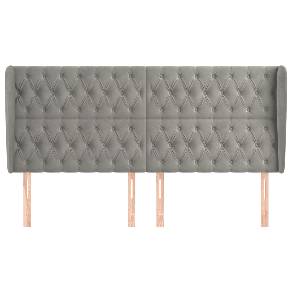 vidaXL Κεφαλάρι με Πτερύγια Ανοιχτό Γκρι 183x23x118/128 εκ. Βελούδινο