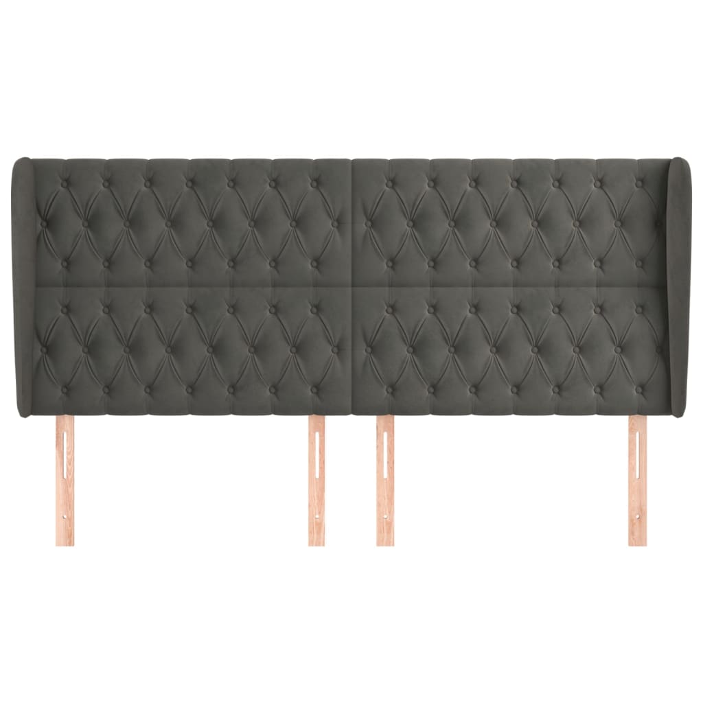 vidaXL Κεφαλάρι με Πτερύγια Σκούρο Γκρι 203x23x118/128 εκ. Βελούδινο