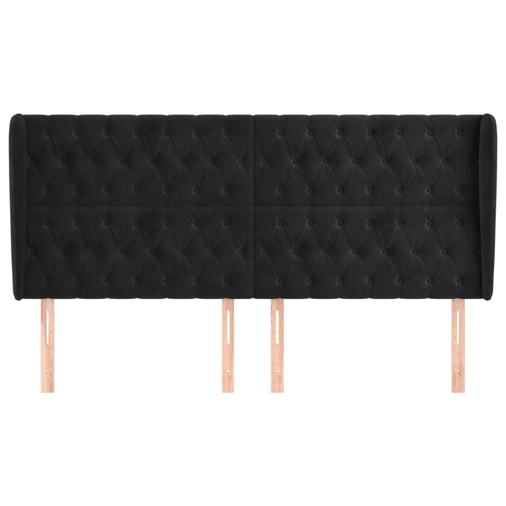 vidaXL Κεφαλάρι με Πτερύγια Μαύρο 203x23x118/128 εκ. Βελούδινο