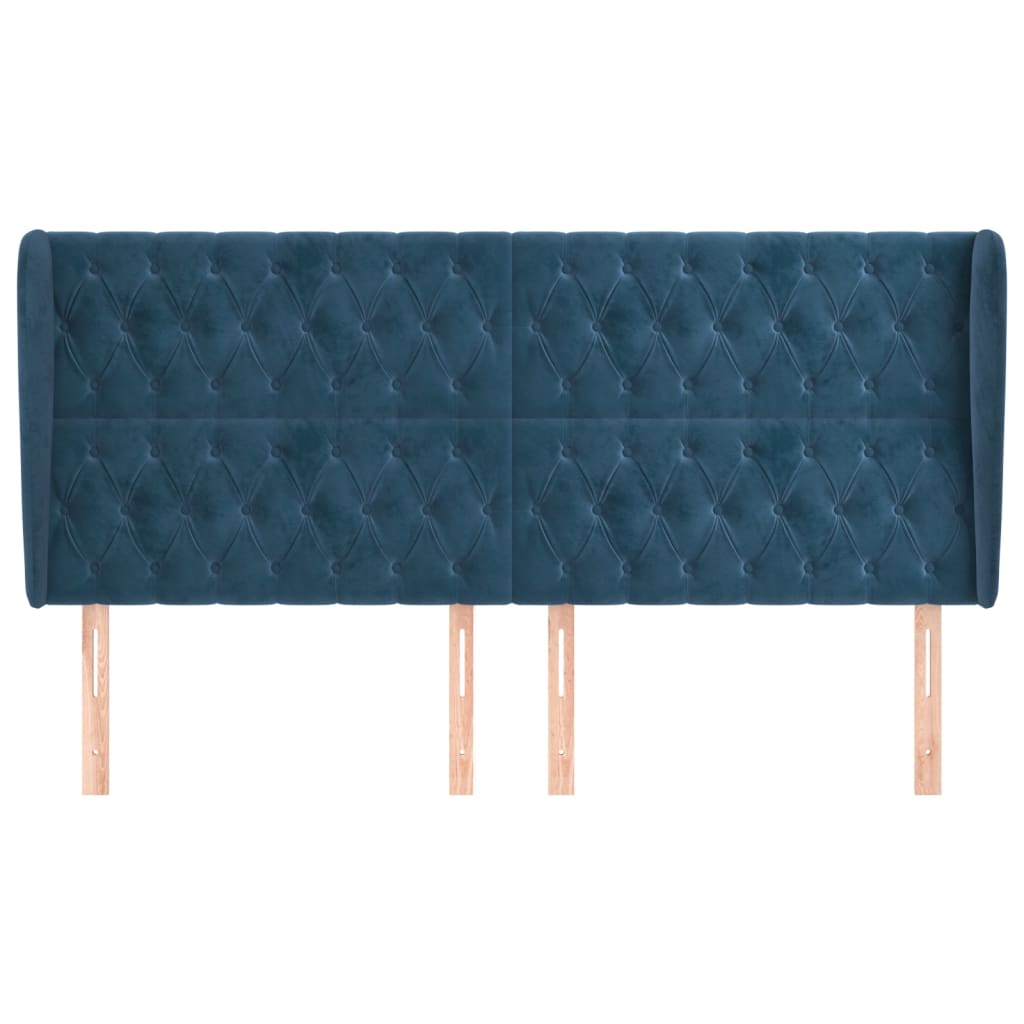 vidaXL Κεφαλάρι με ΠτερύγιαΣκούρο Μπλε 203x23x118/128 εκ. Βελούδινο