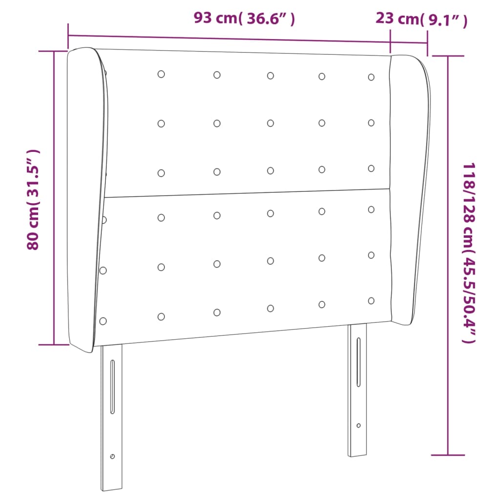 vidaXL Κεφαλάρι με Πτερύγια Σκούρο Καφέ 93 x 23 x 118/128εκ.Υφασμάτινο
