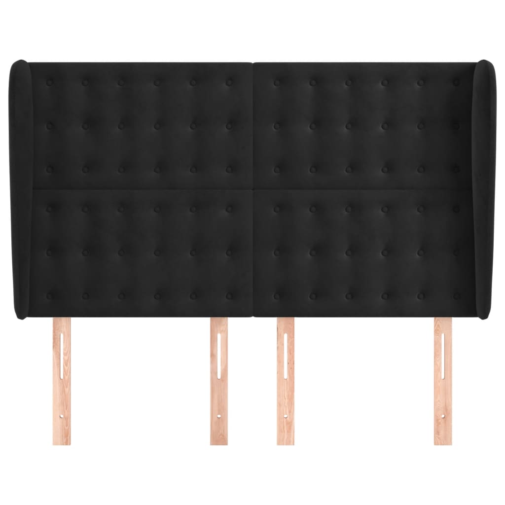 vidaXL Κεφαλάρι με Πτερύγια Μαύρο 147x23x118/128 εκ. Βελούδινο