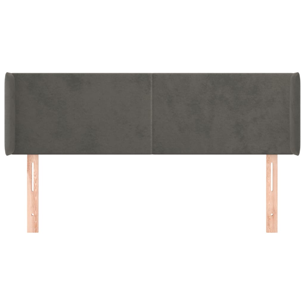 vidaXL Κεφαλάρι με Πτερύγια Σκούρο Γκρι 147x16x78/88 εκ. Βελούδινο