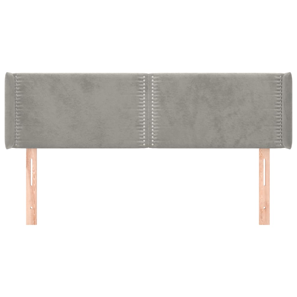 vidaXL Κεφαλάρι με Πτερύγια Ανοιχτό Γκρι 147x16x78/88 εκ. Βελούδινο