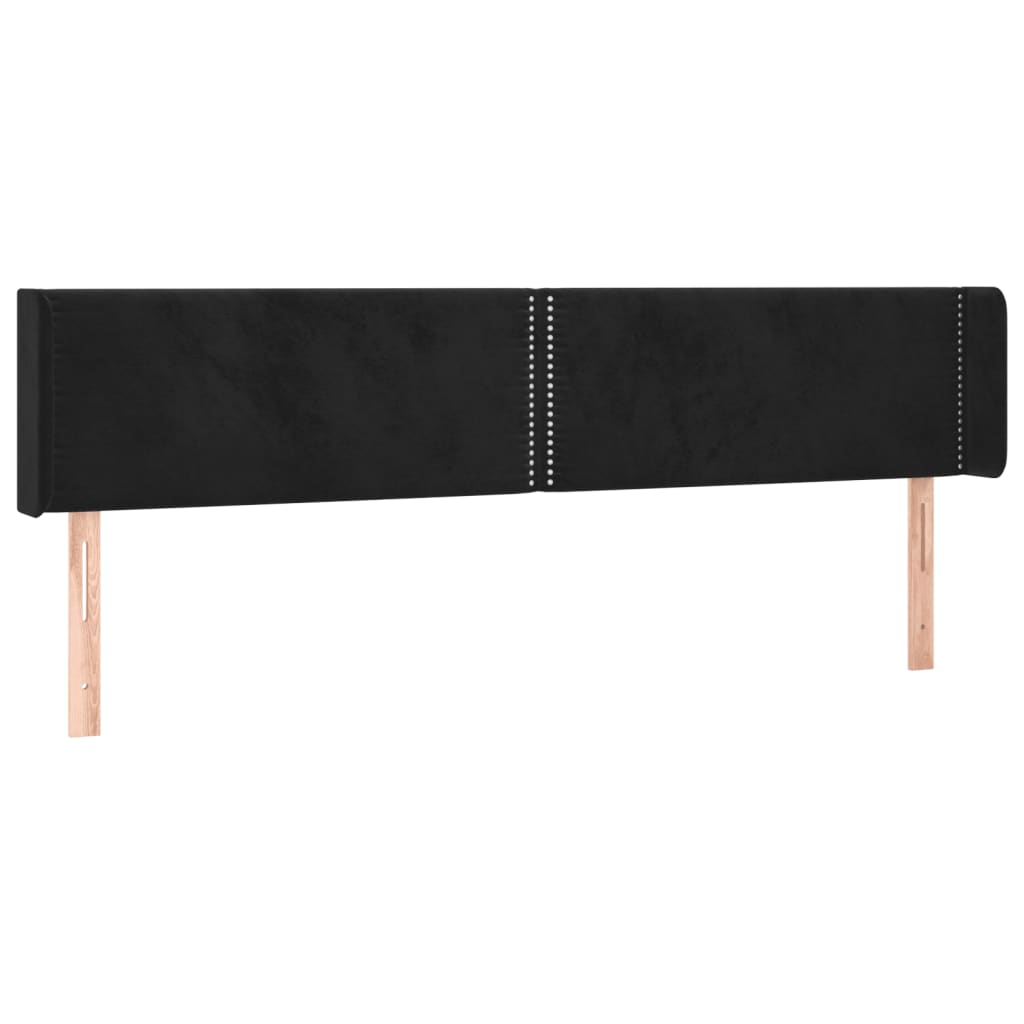 vidaXL Κεφαλάρι με Πτερύγια Μαύρο 203x16x78/88 εκ. Βελούδινο