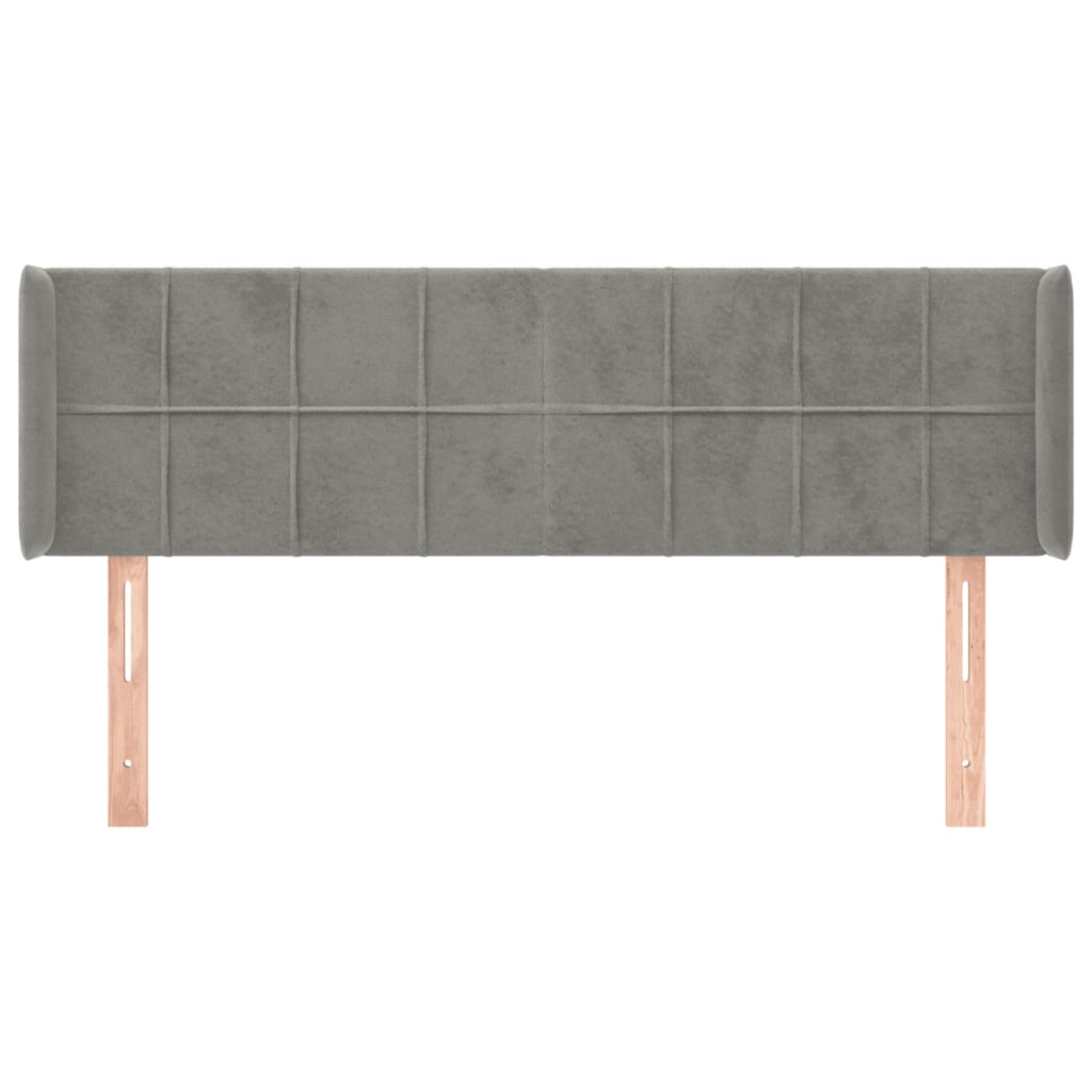 vidaXL Κεφαλάρι με Πτερύγια Ανοιχτό Γκρι 147x16x78/88 εκ. Βελούδινο