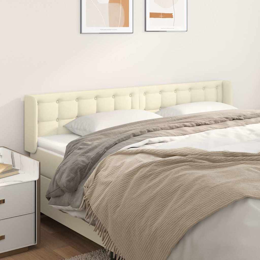 vidaXL Κεφαλάρι με Πτερύγια Κρεμ 203x16x78/88 εκ. Συνθετικό Δέρμα