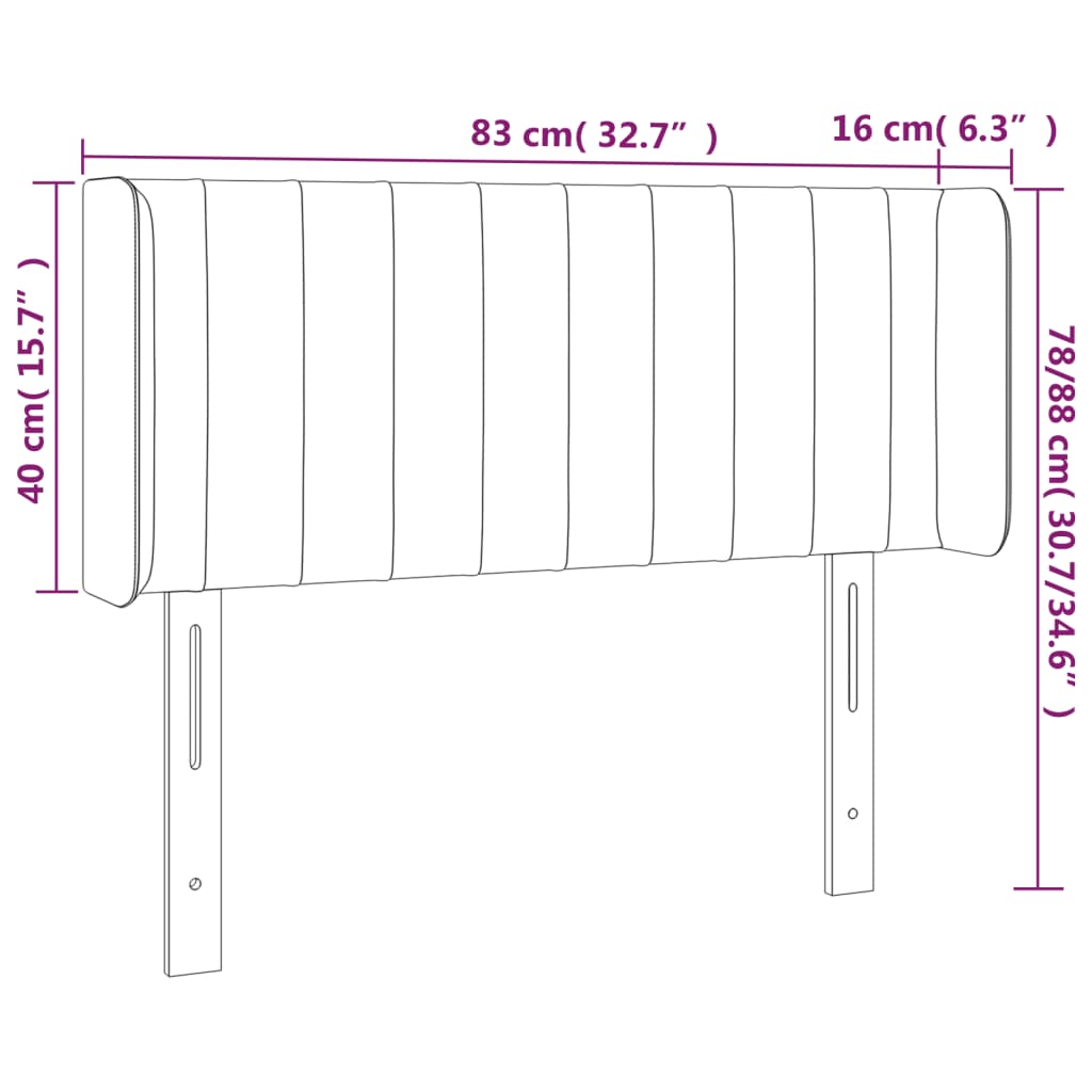 vidaXL Κεφαλάρι με Πτερύγια Ροζ 83x16x78/88 εκ. Βελούδινο