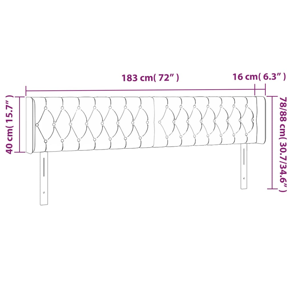 vidaXL Κεφαλάρι με Πτερύγια Κρεμ 183x16x78/88 εκ. Υφασμάτινο