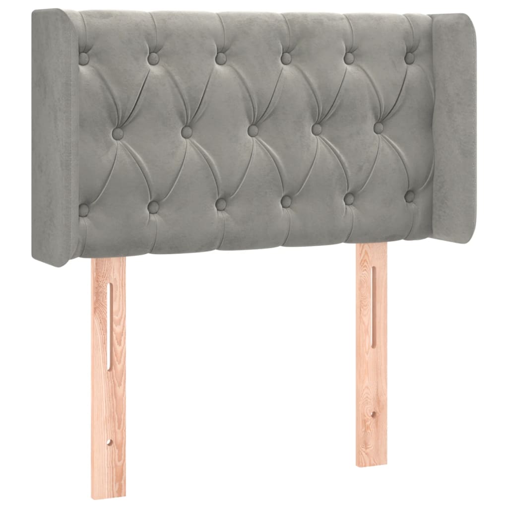 vidaXL Κεφαλάρι με Πτερύγια Ανοιχτό Γκρι 83x16x78/88 εκ. Βελούδινο