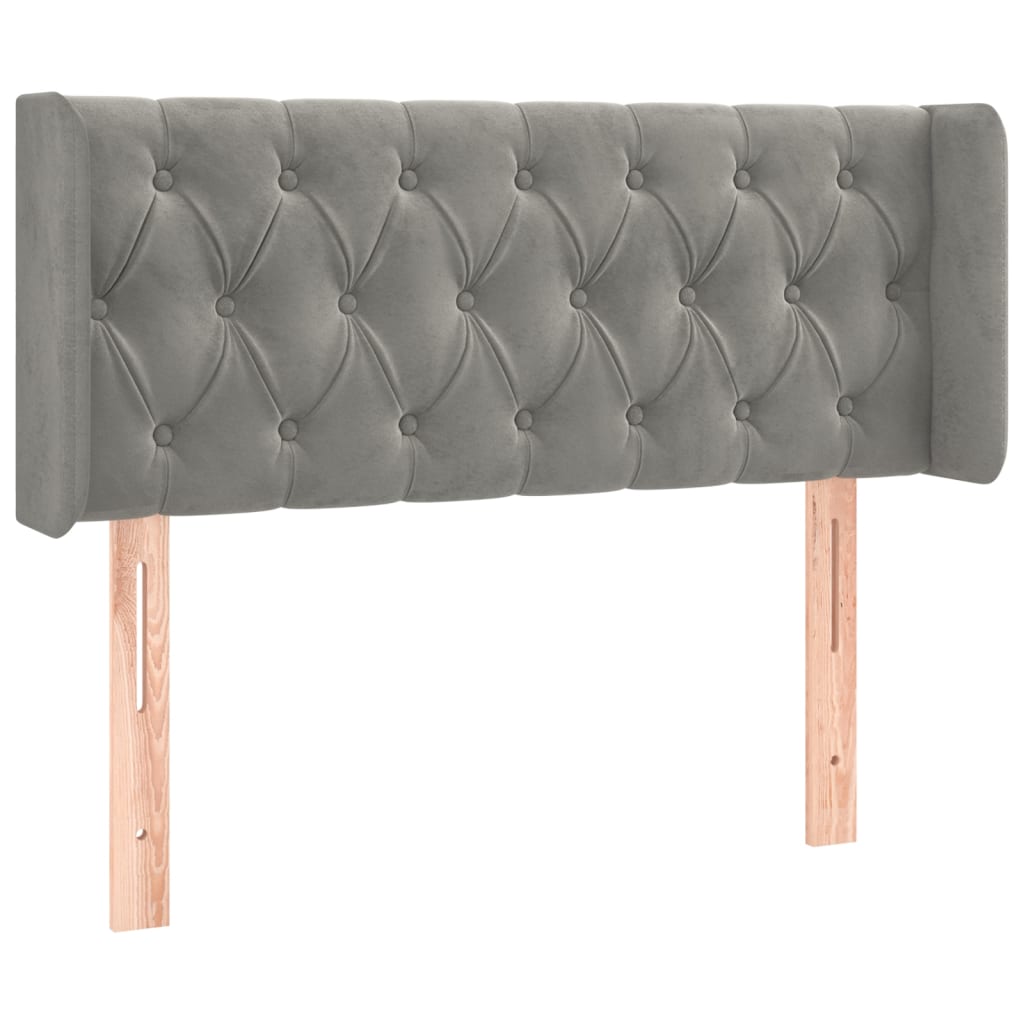 vidaXL Κεφαλάρι με Πτερύγια Ανοιχτό Γκρι 93x16x78/88 εκ. Βελούδινο