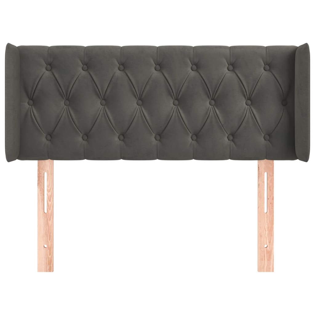 vidaXL Κεφαλάρι με Πτερύγια Σκούρο Γκρι 103x16x78/88 εκ. Βελούδινο