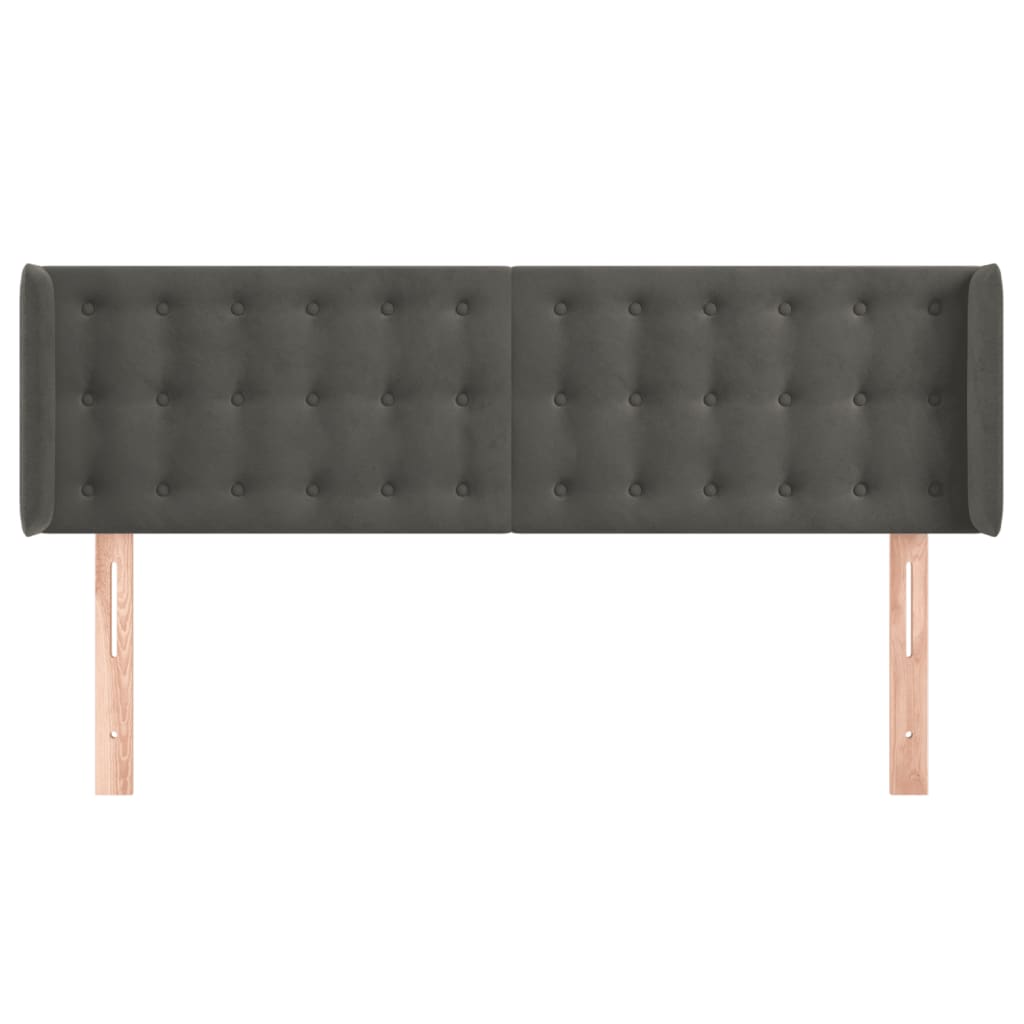 vidaXL Κεφαλάρι με Πτερύγια Σκούρο Γκρι 147x16x78/88 εκ. Βελούδινο