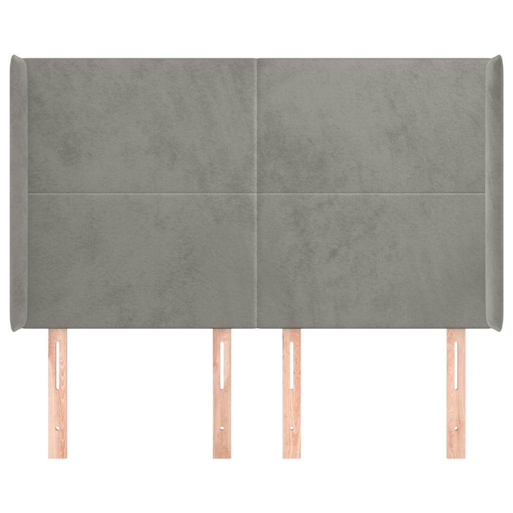 vidaXL Κεφαλάρι με Πτερύγια Ανοιχτό Γκρι 147x16x118/128 εκ. Βελούδινο