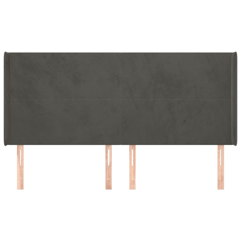 vidaXL Κεφαλάρι με Πτερύγια Σκούρο Γκρι 183x16x118/128 εκ. Βελούδινο
