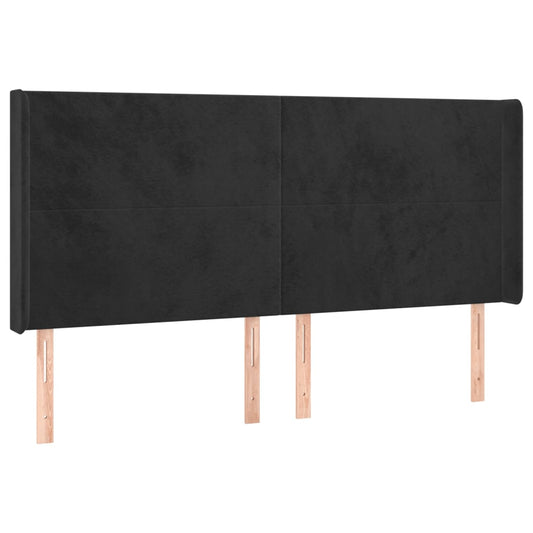 vidaXL Κεφαλάρι με Πτερύγια Μαύρο 183x16x118/128 εκ. Βελούδινο