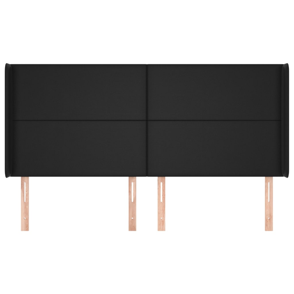 vidaXL Κεφαλάρι με Πτερύγια Μαύρο 203x16x118/128 εκ. Συνθετικό Δέρμα