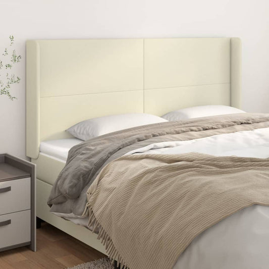 vidaXL Κεφαλάρι με Πτερύγια Κρεμ 203x16x118/128 εκ. Συνθετικό Δέρμα