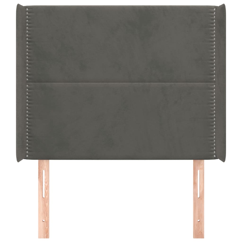 vidaXL Κεφαλάρι με Πτερύγια Σκούρο Γκρι 83x16x118/128εκ.Βελούδινο