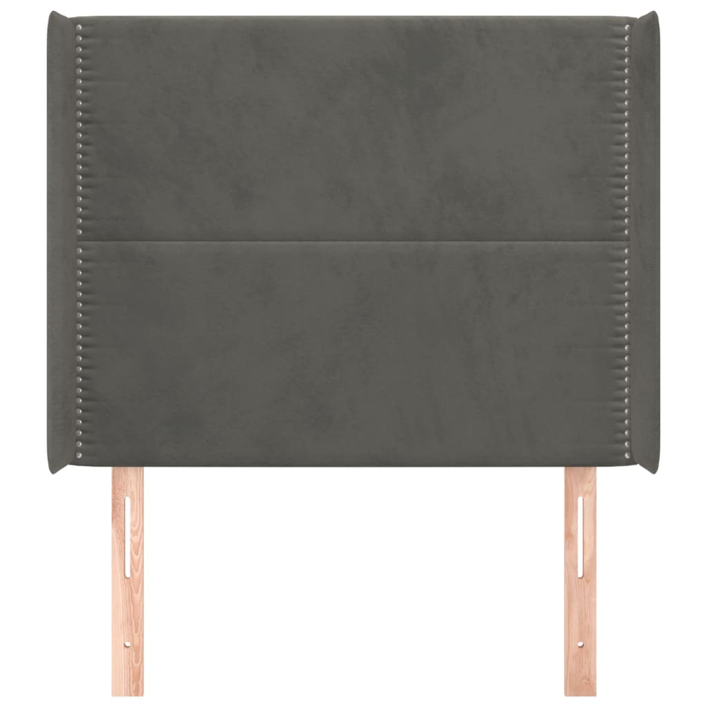 vidaXL Κεφαλάρι με Πτερύγια Σκούρο Γκρι 93x16x118/128εκ.Βελούδινο