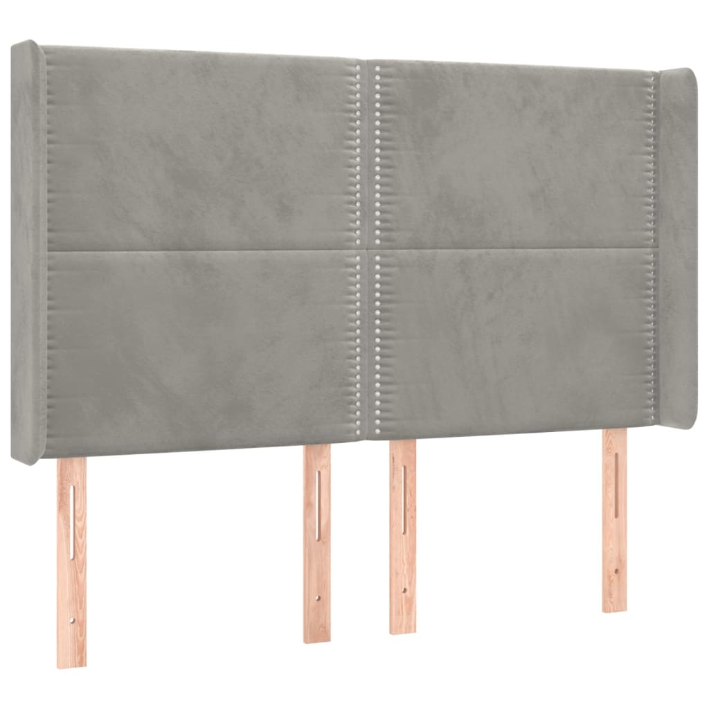 vidaXL Κεφαλάρι με Πτερύγια Ανοιχτό Γκρι 147x16x118/128 εκ. Βελούδινο