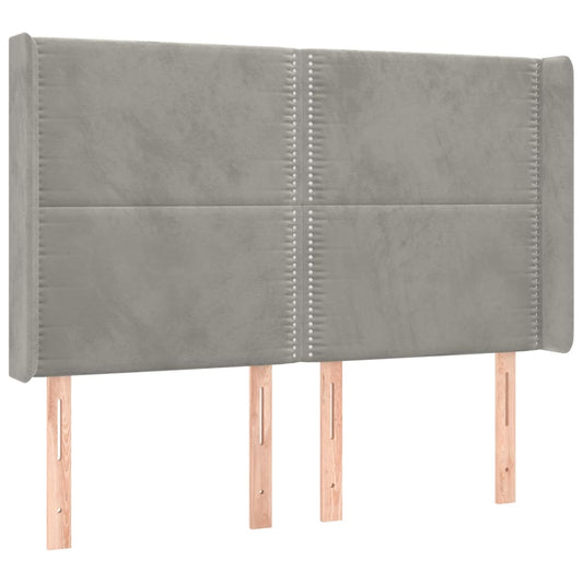 vidaXL Κεφαλάρι με Πτερύγια Ανοιχτό Γκρι 147x16x118/128 εκ. Βελούδινο