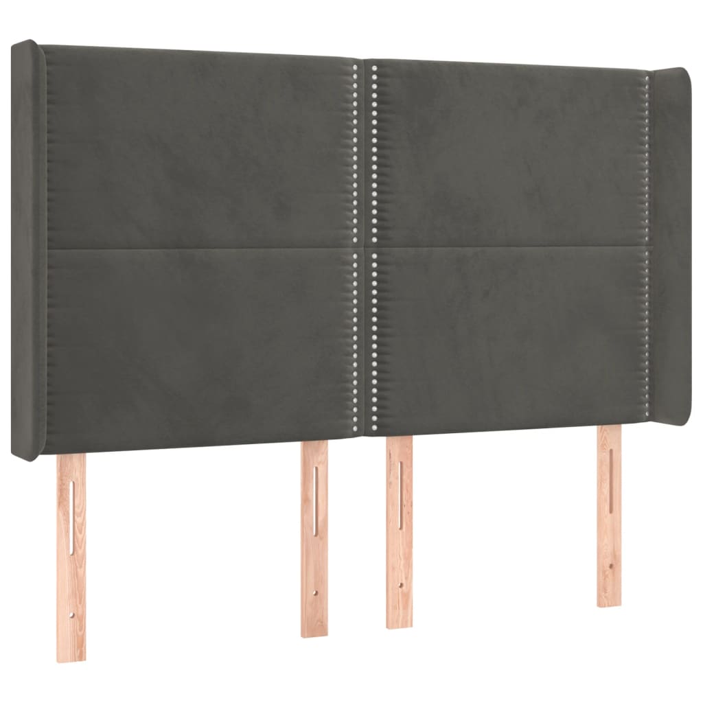 vidaXL Κεφαλάρι με Πτερύγια Σκούρο Γκρι 147x16x118/128εκ.Βελούδινο