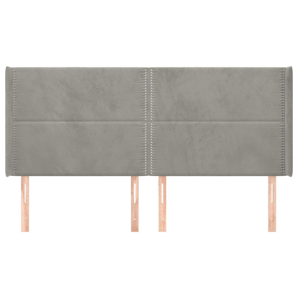 vidaXL Κεφαλάρι με Πτερύγια Ανοιχτό Γκρι 203x16x118/128 εκ. Βελούδινο