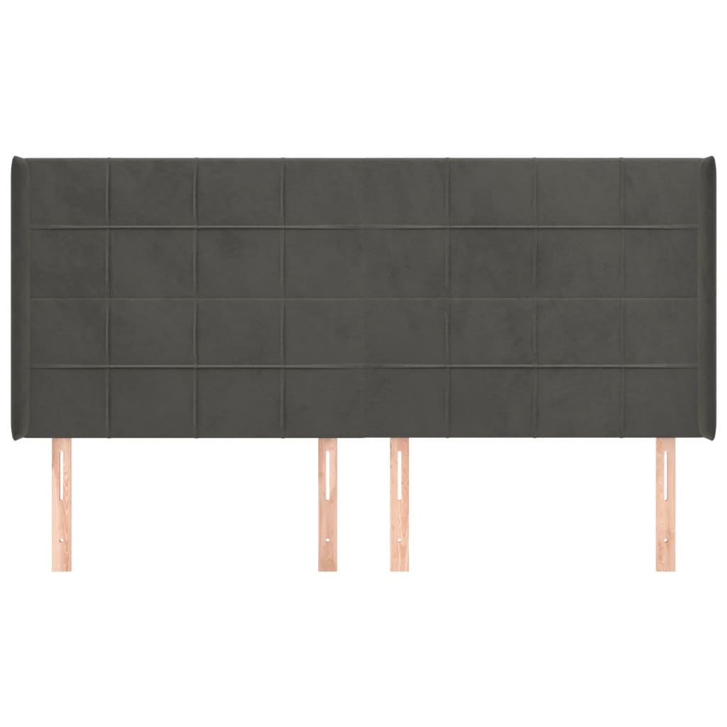vidaXL Κεφαλάρι με Πτερύγια Σκούρο Γκρι 163x16x118/128 εκ. Βελούδινο