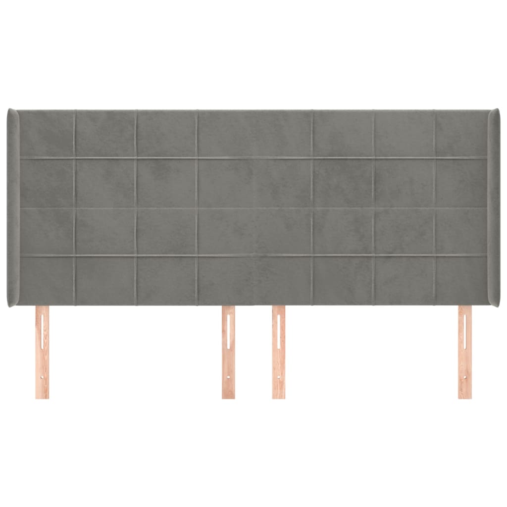 vidaXL Κεφαλάρι με Πτερύγια Ανοιχτό Γκρι 203x16x118/128 εκ. Βελούδινο