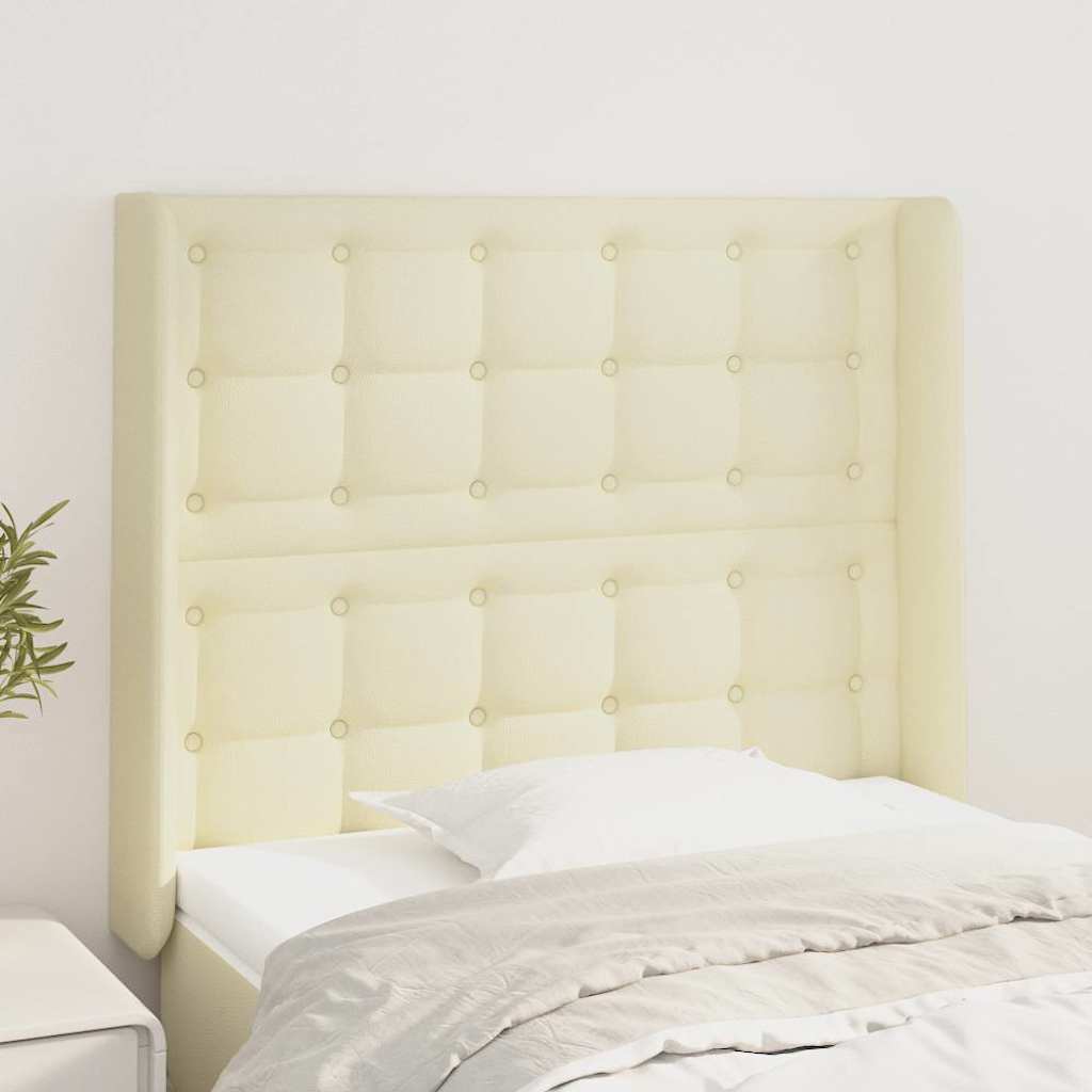 vidaXL Κεφαλάρι με Πτερύγια Κρεμ 83x16x118/128 εκ. Συνθετικό Δέρμα