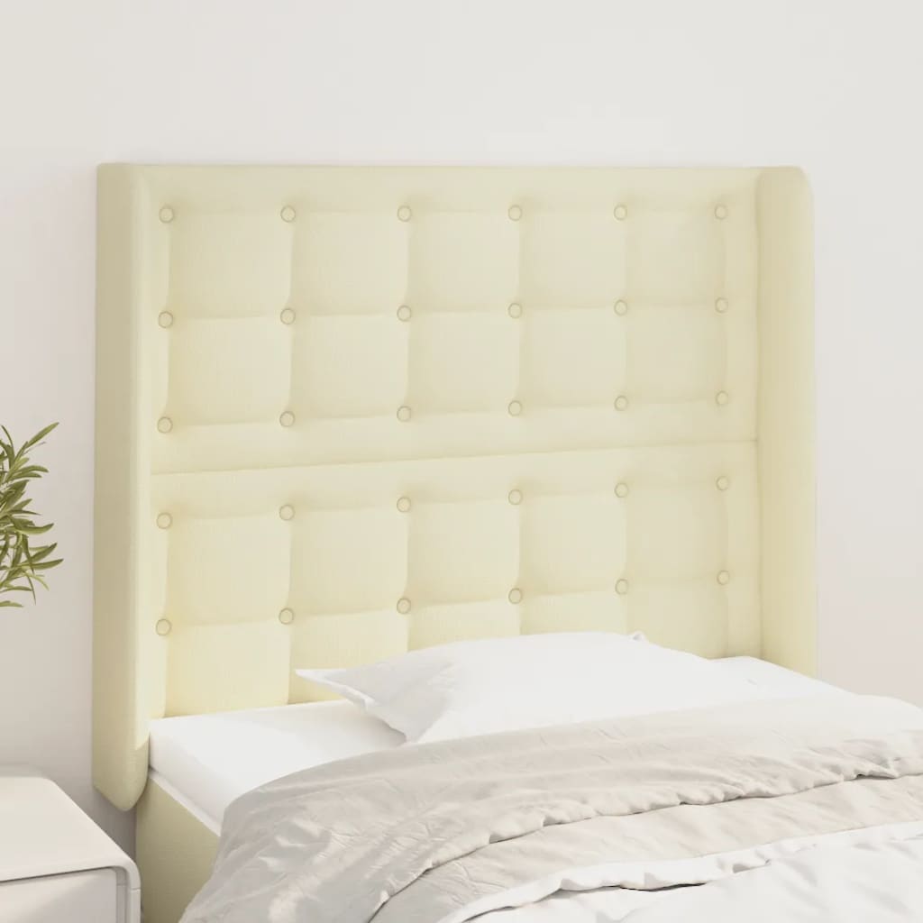 vidaXL Κεφαλάρι με Πτερύγια Κρεμ 93x16x118/128 εκ. Συνθετικό Δέρμα