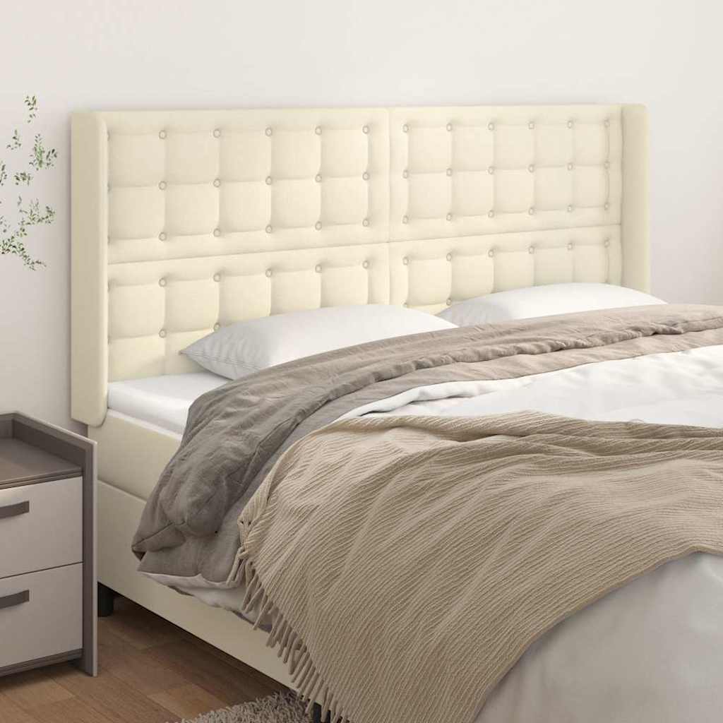 vidaXL Κεφαλάρι με Πτερύγια Κρεμ 163x16x118/128 εκ. Συνθετικό Δέρμα