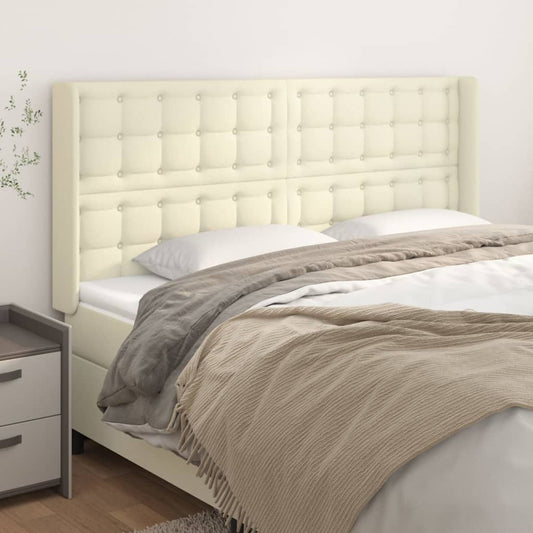 vidaXL Κεφαλάρι με Πτερύγια Κρεμ 183x16x118/128 εκ. Συνθετικό Δέρμα