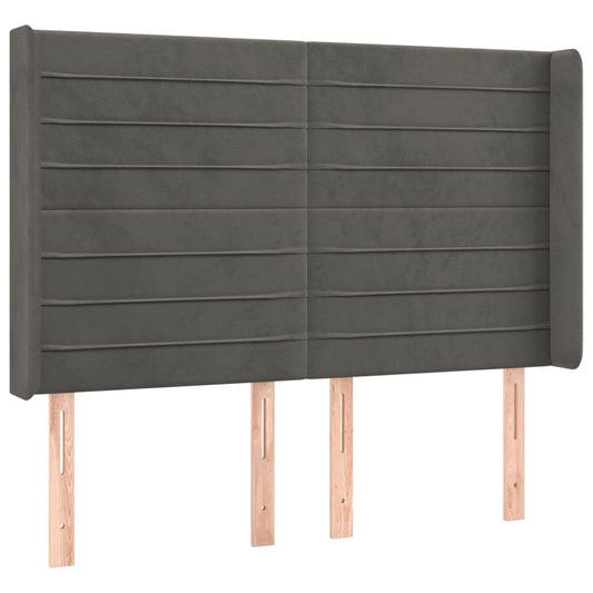 vidaXL Κεφαλάρι με Πτερύγια Σκούρο Γκρι 147x16x118/128εκ.Βελούδινο