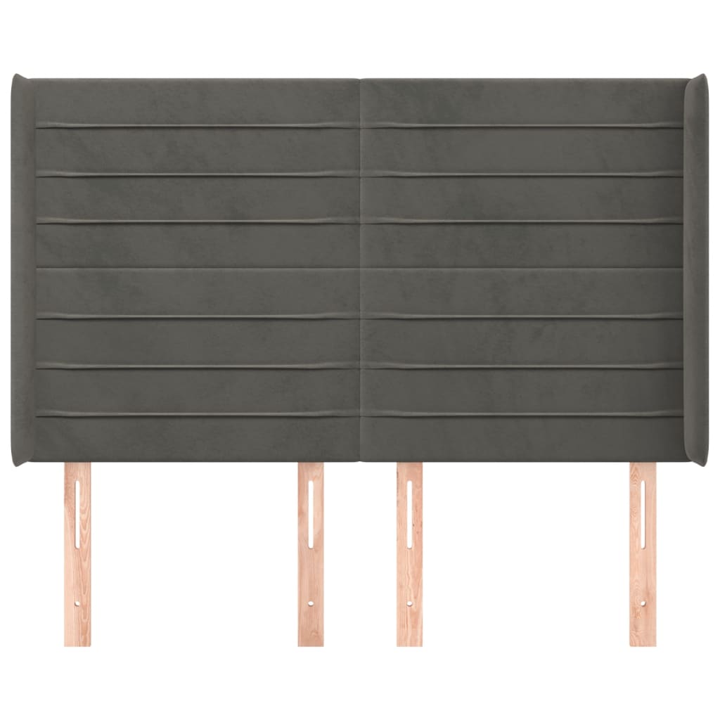 vidaXL Κεφαλάρι με Πτερύγια Σκούρο Γκρι 147x16x118/128εκ.Βελούδινο