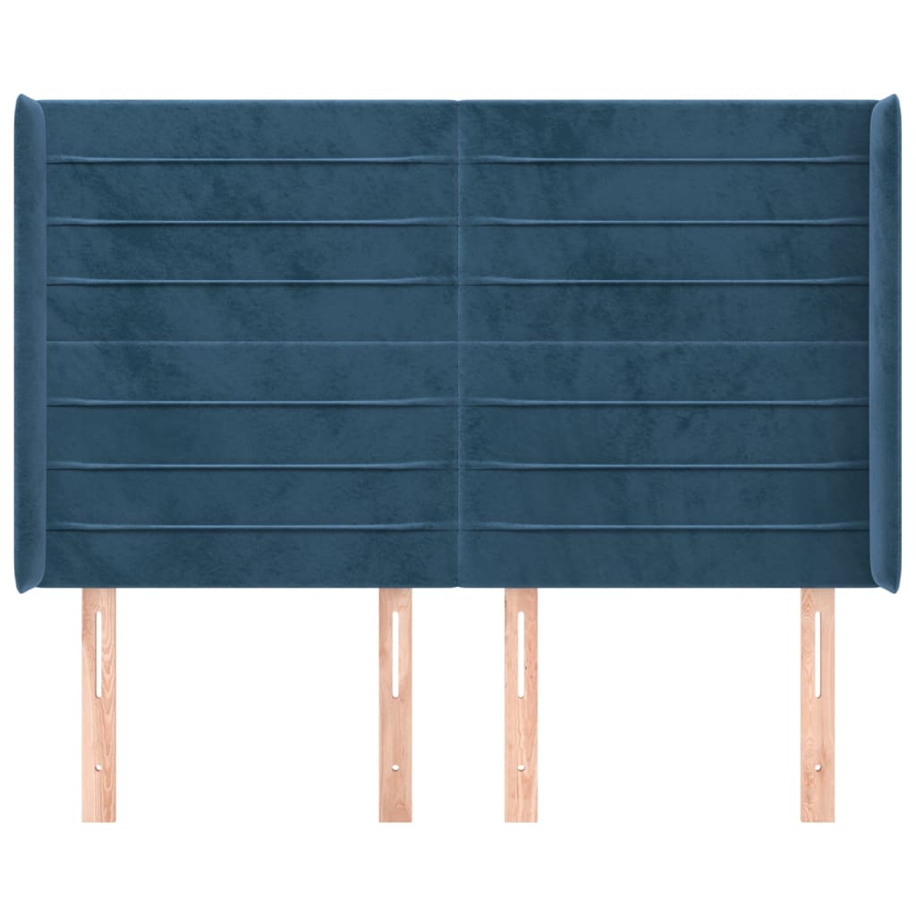 vidaXL Κεφαλάρι με Πτερύγια Σκούρο Μπλε 147x16x118/128 εκ. Βελούδινο