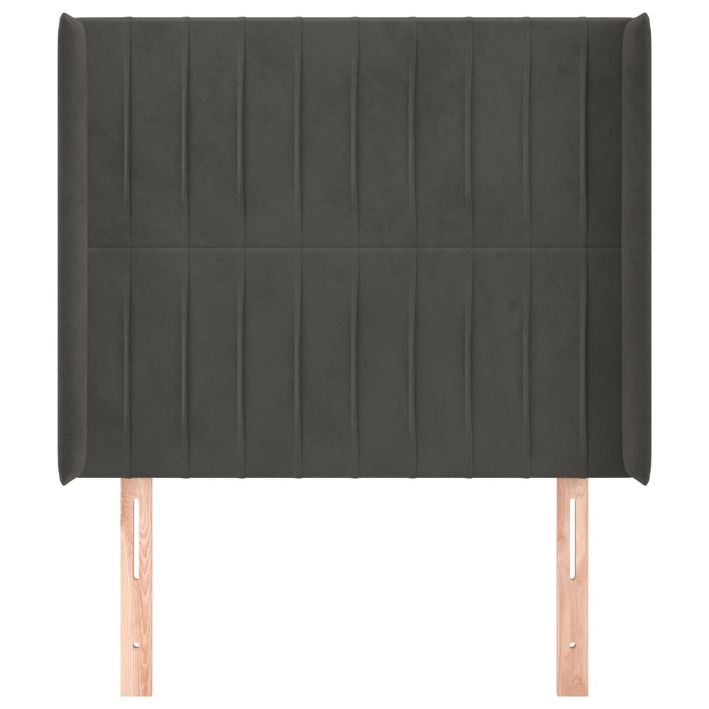 vidaXL Κεφαλάρι με Πτερύγια Σκούρο Γκρι 83x16x118/128εκ.Βελούδινο