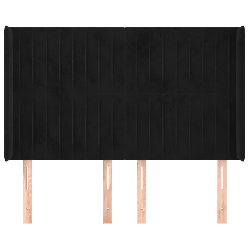 vidaXL Κεφαλάρι με Πτερύγια Μαύρο 147x16x118/128 εκ. Βελούδινο