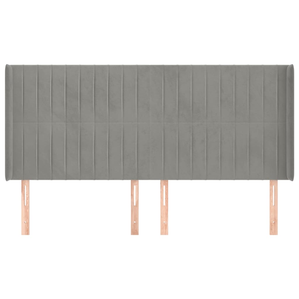 vidaXL Κεφαλάρι με Πτερύγια Ανοιχτό Γκρι 163x16x118/128 εκ. Βελούδινο