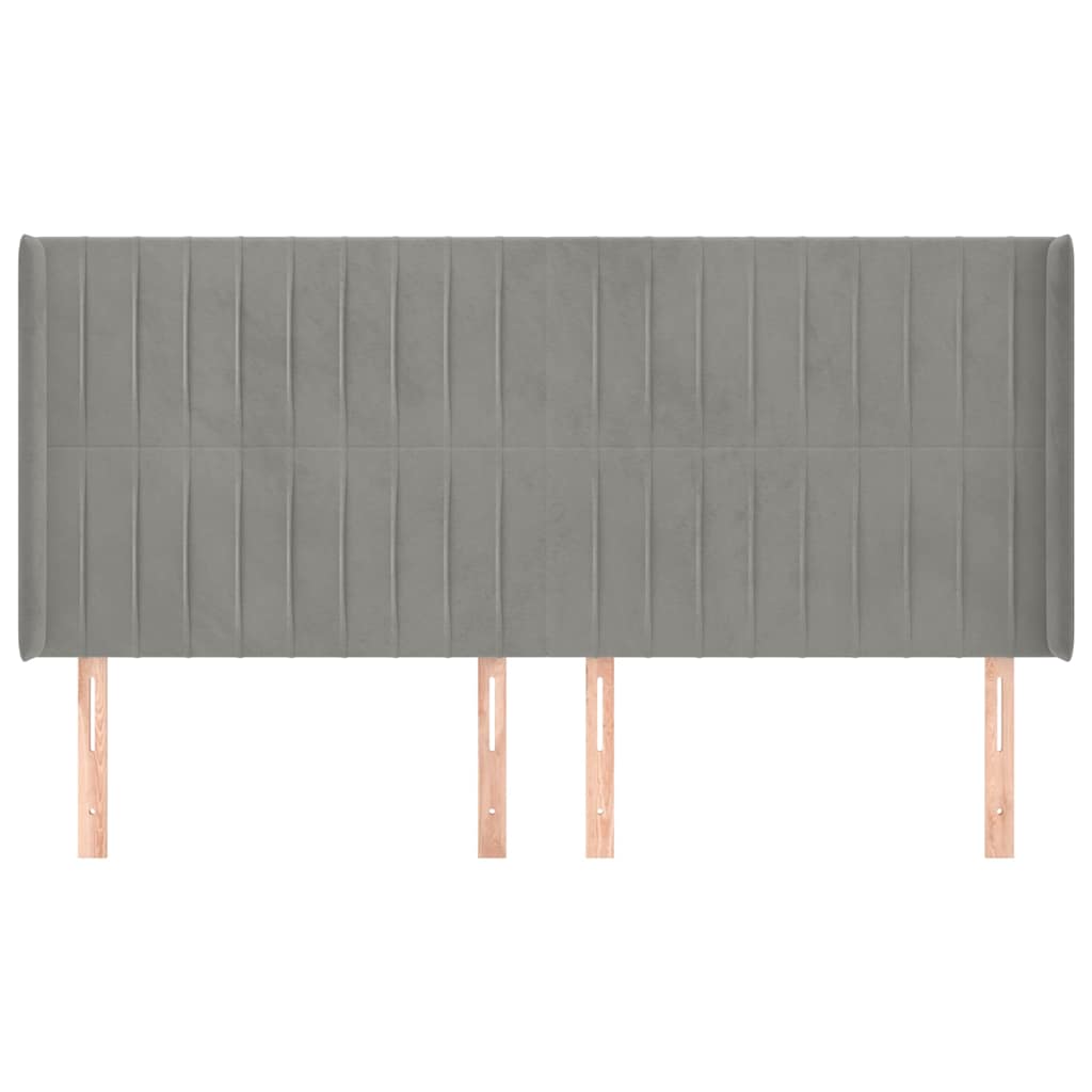 vidaXL Κεφαλάρι με Πτερύγια Ανοιχτό Γκρι 203x16x118/128 εκ. Βελούδινο