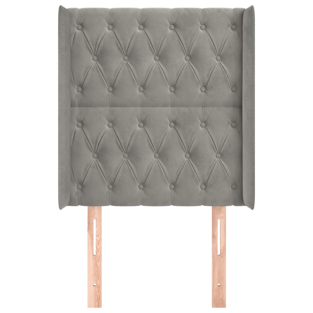 vidaXL Κεφαλάρι με Πτερύγια Ανοιχτό Γκρι 83x16x118/128 εκ. Βελούδινο