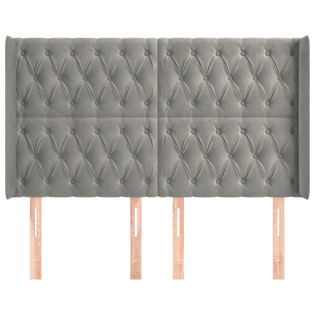 vidaXL Κεφαλάρι με Πτερύγια Ανοιχτό Γκρι 163x16x118/128 εκ. Βελούδινο