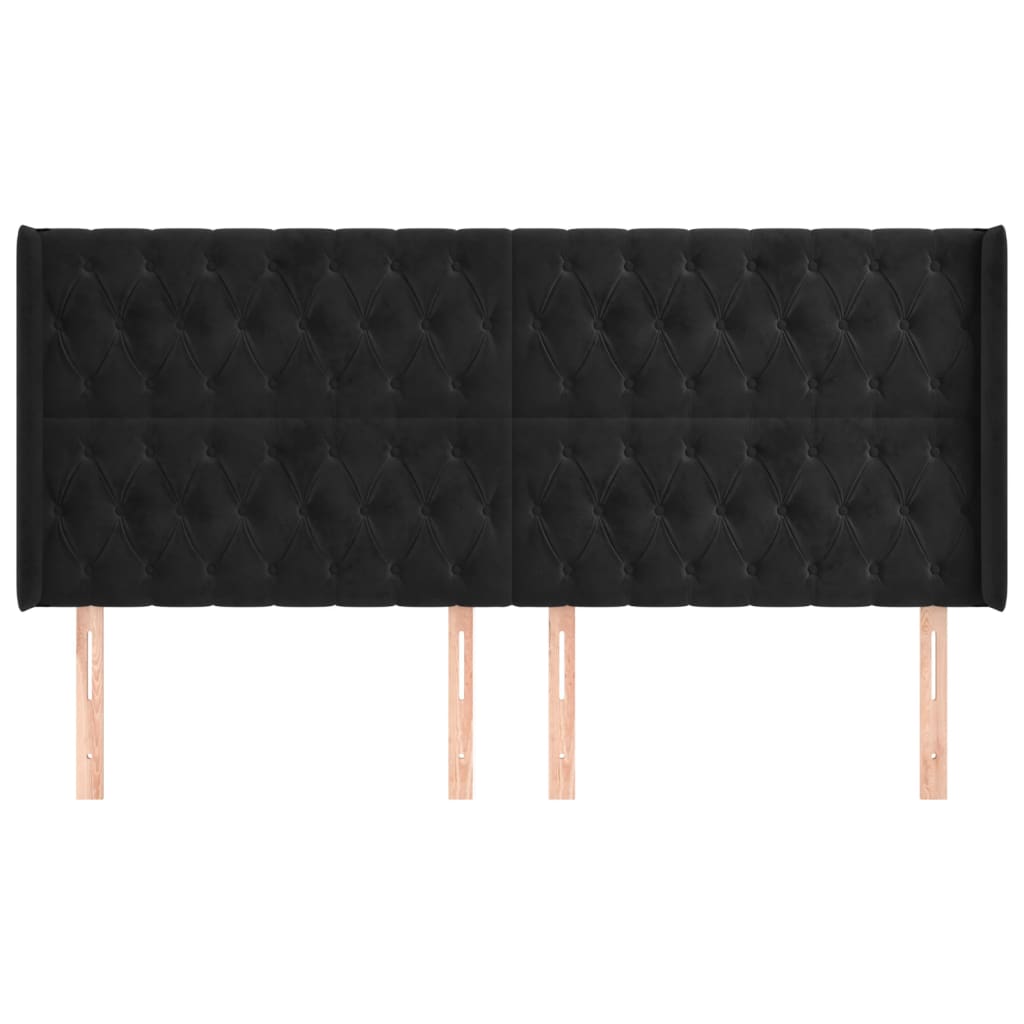 vidaXL Κεφαλάρι με Πτερύγια Μαύρο 203x16x118/128 εκ. Βελούδινο