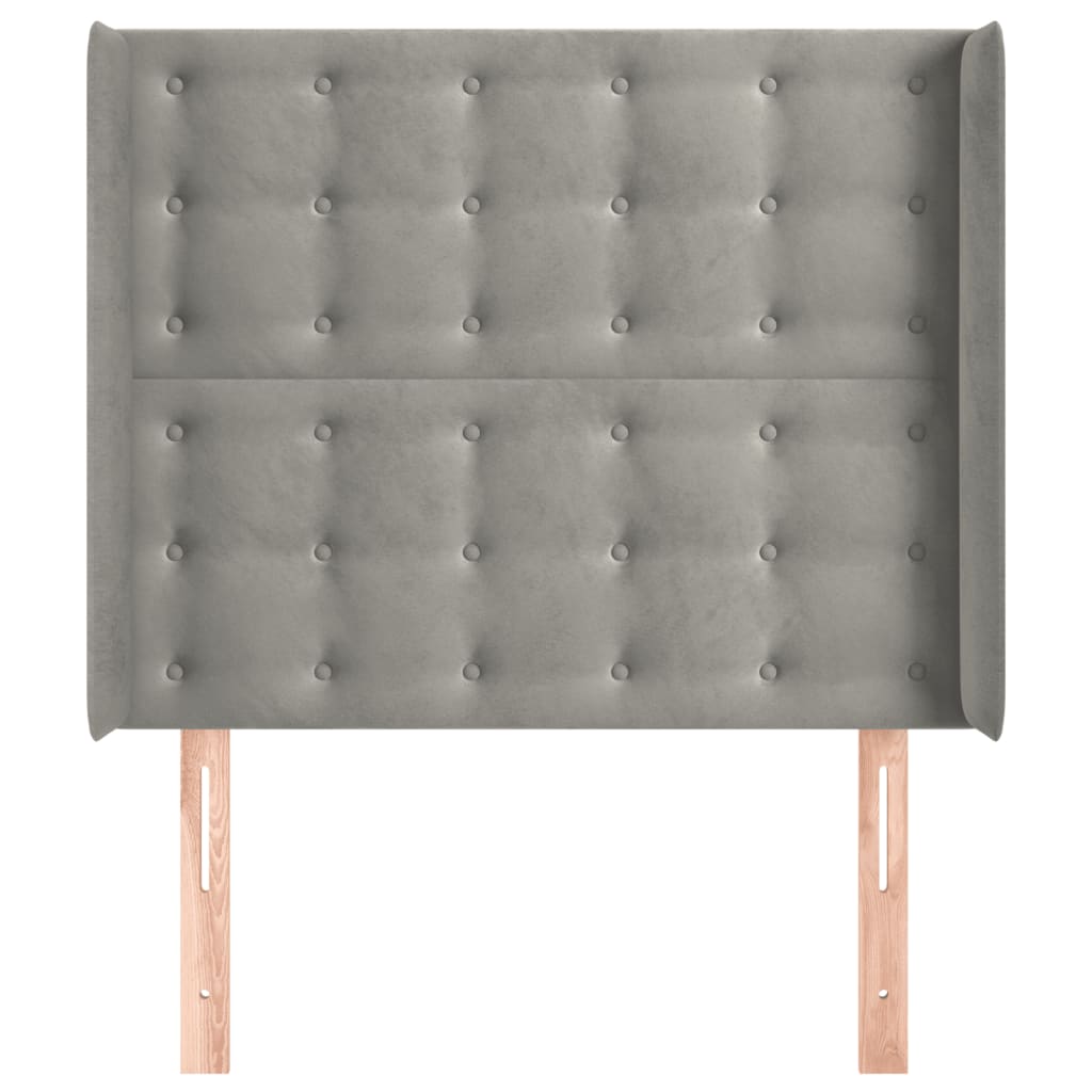 vidaXL Κεφαλάρι με Πτερύγια Ανοιχτό Γκρι 83x16x118/128 εκ. Βελούδινο